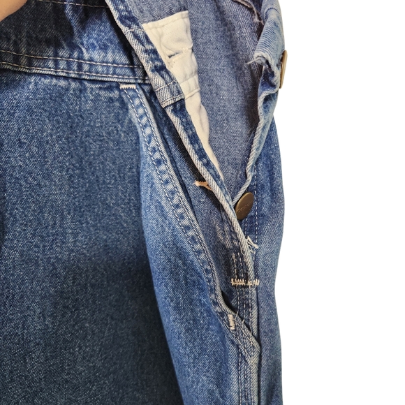 Carhartt Mens Bib Denim Overalls Blue Broken In Durable - Picture 6 of 13